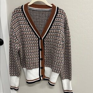 Stylish Brown and White Women's Sweater